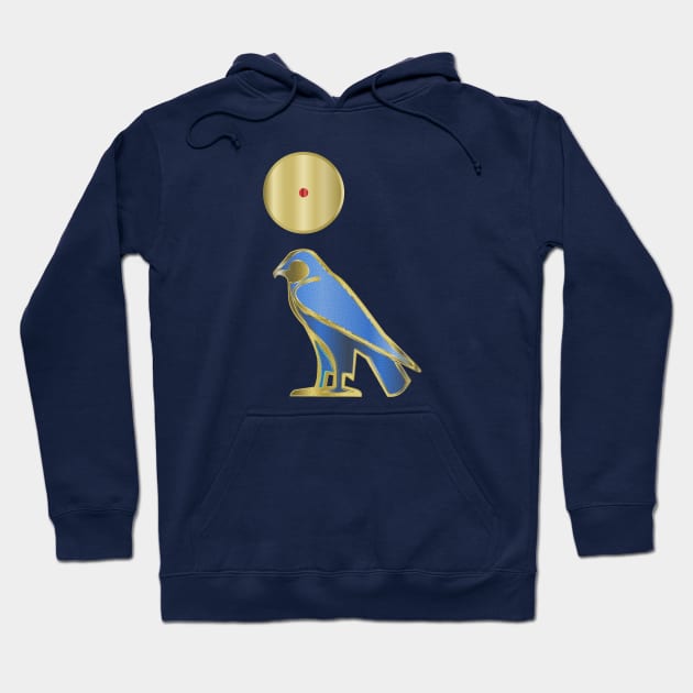 Egyptian Horus Falcon + Sun Disk Hoodie by geodesyn